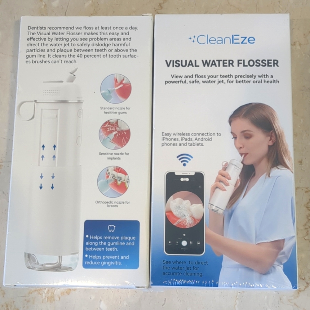 Visual Water Flosser- CleanEze, 3 Water Jet Modes/HD Camera And Bright LED.